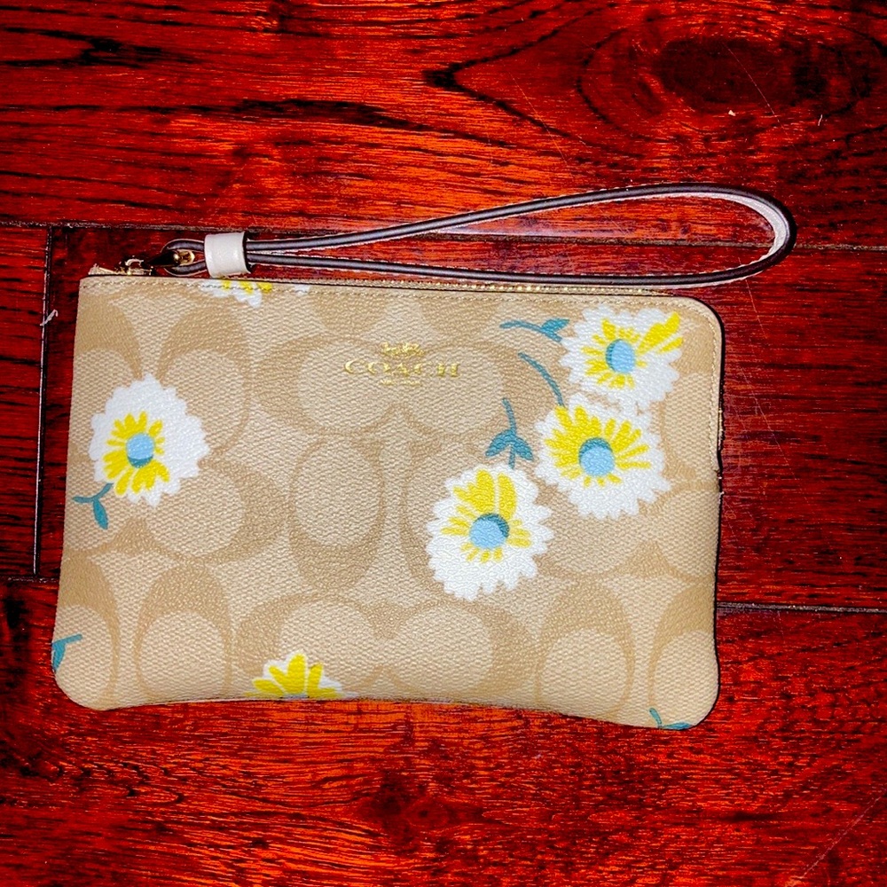 Coach Zip Leather Wallet(C3360)-IM/LIGHT KHAKI CHALK MULTI